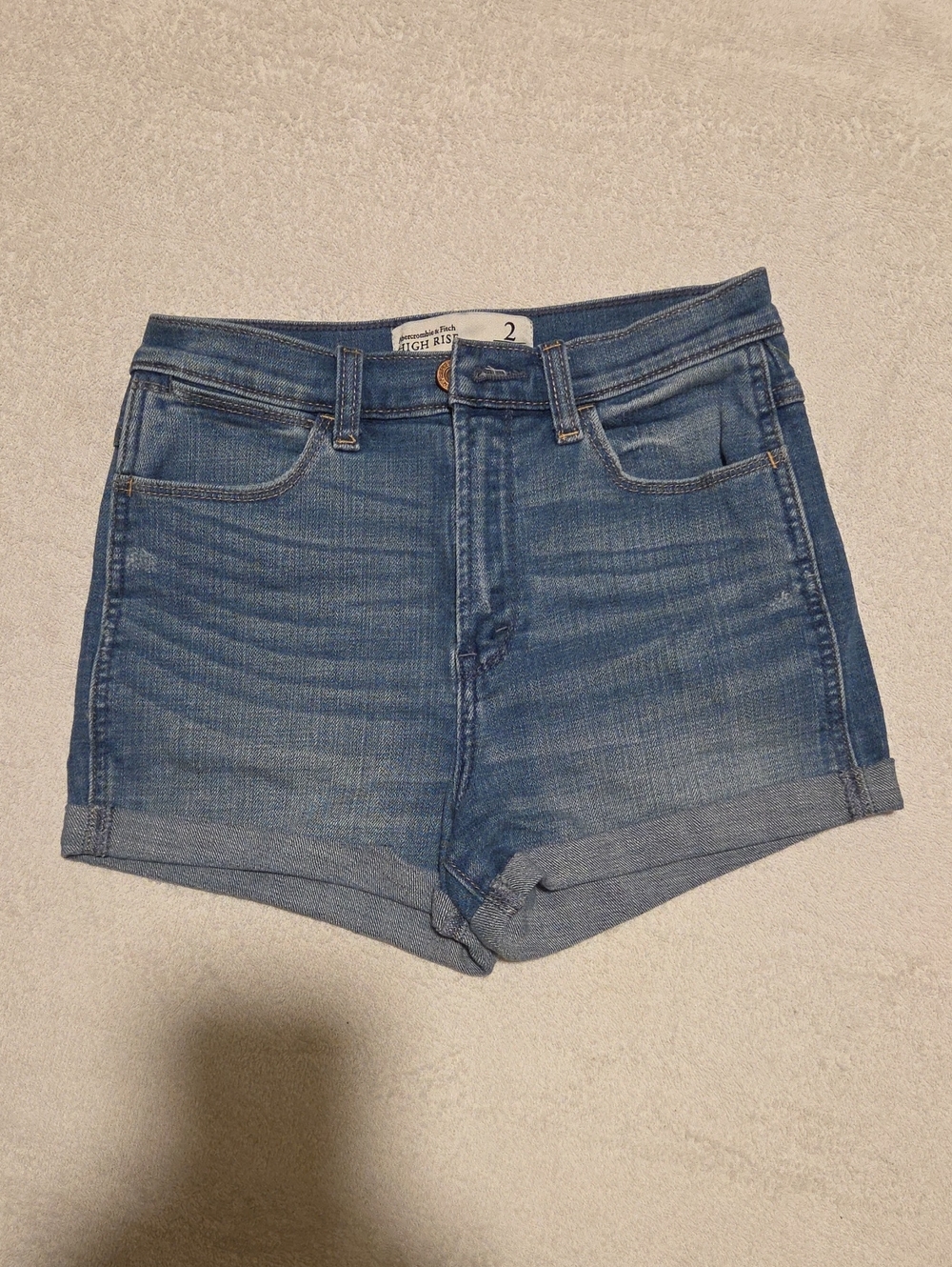 Abercrombie & Fitch High Rise Denim Shorts - Blue